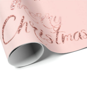 Papier Cadeau Joyeux Noël rose rose Parties scintillant or Blanc