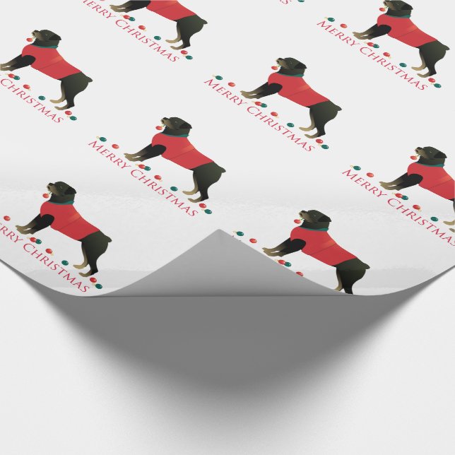 Papier Cadeau Joyeux Noël Rottweiler (Coin)