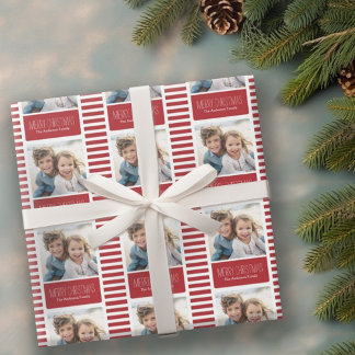Papier Cadeau Joyeux Noël Rouge moderne photo