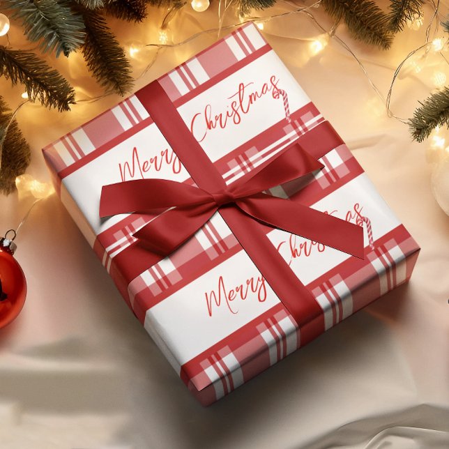 Papier Cadeau Joyeux Noël Rouge Plaid | SUCRE DE CANNE (Créateur téléchargé)