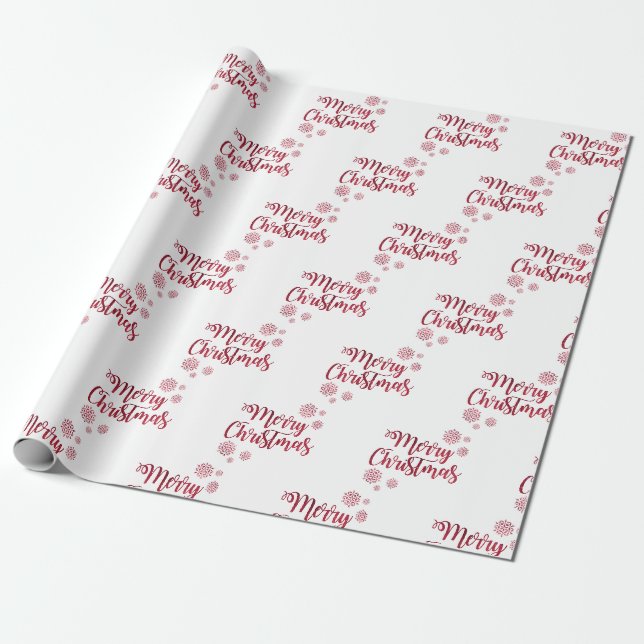 Papier Cadeau Joyeux Noël rouge vintage (Déroulé)