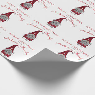 Papier Cadeau Joyeux Noël rustique mignon famille gnome maison