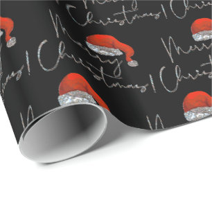 Papier Cadeau Joyeux Noël Santa Hat