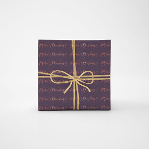 Papier Cadeau Joyeux Noël Script Rose or violet prum