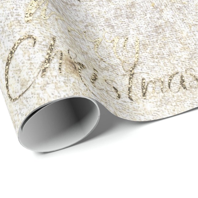 Papier Cadeau Joyeux Noël Sepia Gold Parties scintillant Pearly  (Coin rond)