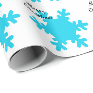 Papier Cadeau Joyeux Noël Snowflake Motifs Bleu Blanc