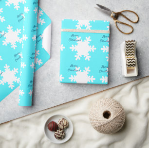 Papier Cadeau Joyeux Noël Snowflake Motifs Bleu Blanc Cool