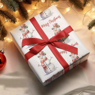 Papier Cadeau Joyeux Noël Snowman
