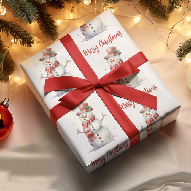 Papier Cadeau Joyeux Noël Snowman (Créateur téléchargé)