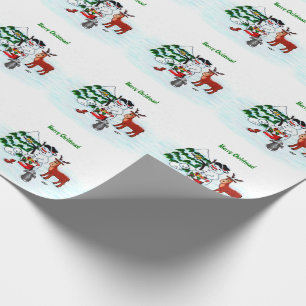 Papier Cadeau Joyeux Noël ! Snowman avec amis