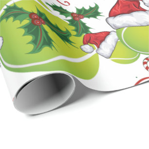 Papier Cadeau Joyeux Noël Tennis Ball Père Noël
