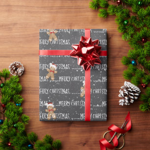 Papier Cadeau JOYEUX NOËL Texte avec des hommes en pain d'épice