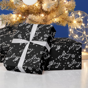Papier Cadeau Joyeux Noël Texte dans les flocons de neige