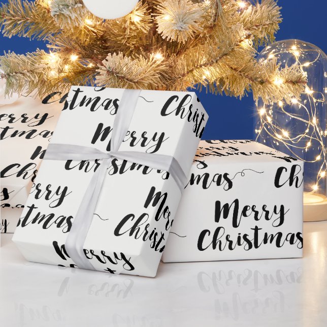 Papier Cadeau Joyeux Noël Typographie Papier d'enveloppement (Vacances)