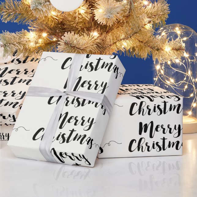 Papier Cadeau Joyeux Noël Typographie Papier d'enveloppement (Vacances)