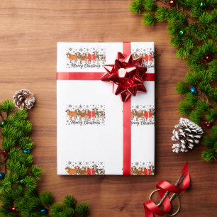Papier Cadeau Joyeux Noël Vache Drôle de Veau Vacances Joyeux Xm
