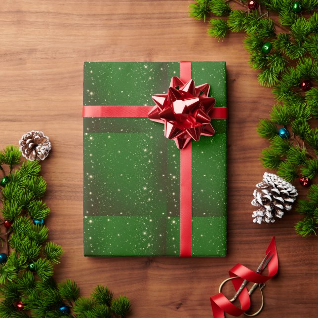 Papier Cadeau Joyeux Noël, vert et blanc festif (Cadeau de vacances)