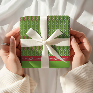 Papier Cadeau Joyeux Noël | Vert rouge rétro