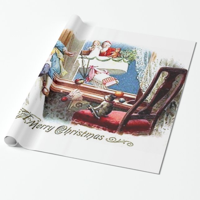 Papier Cadeau Joyeux Noël vintage (Déroulé)