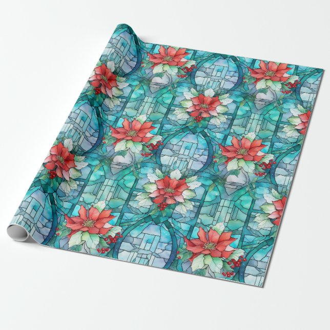 Papier Cadeau "Joyeux Noël !" vitrail (Déroulé)