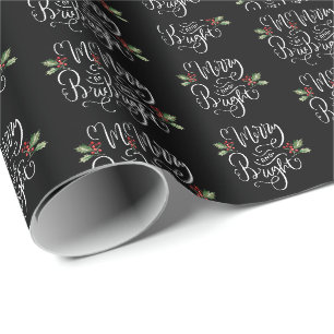 Papier Cadeau Joyeux Noir Blanc Noir