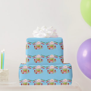 Papier Cadeau Joyeux Norooz Haft Sin avec des drapeaux Lion et S