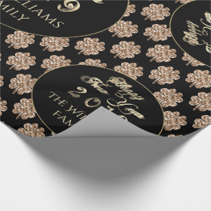 Papier Cadeau Joyeux Nouvel An 2019 Elégant Black and Gold Clove