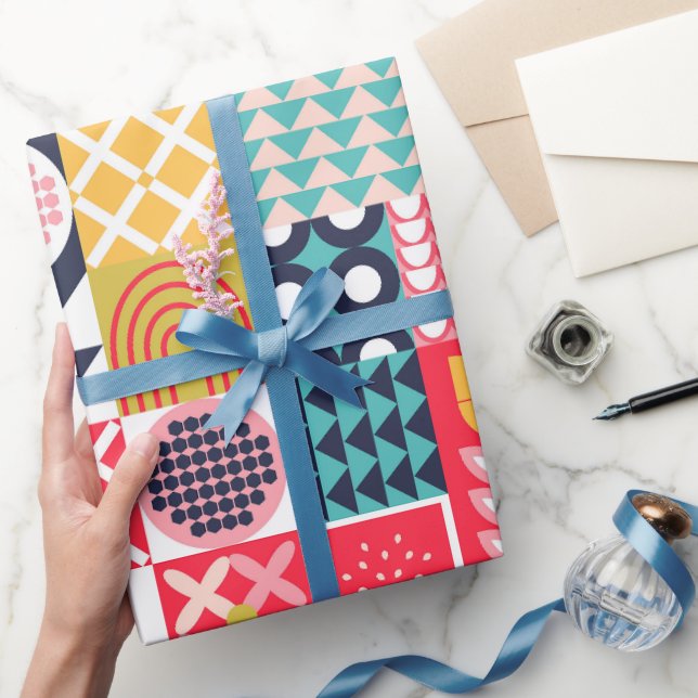 Papier Cadeau Joyeux Nouvel An Gras Géométrique (Cadeaux)