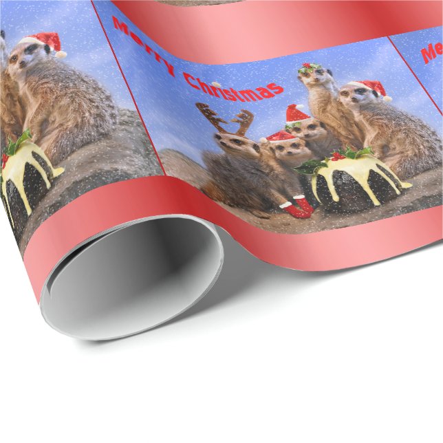 Papier Cadeau Joyeux papier d'emballage de Meerkats - Noël (Coin rond)