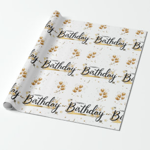 Papier Cadeau Joyeux papier d'emballage or d'anniversaire