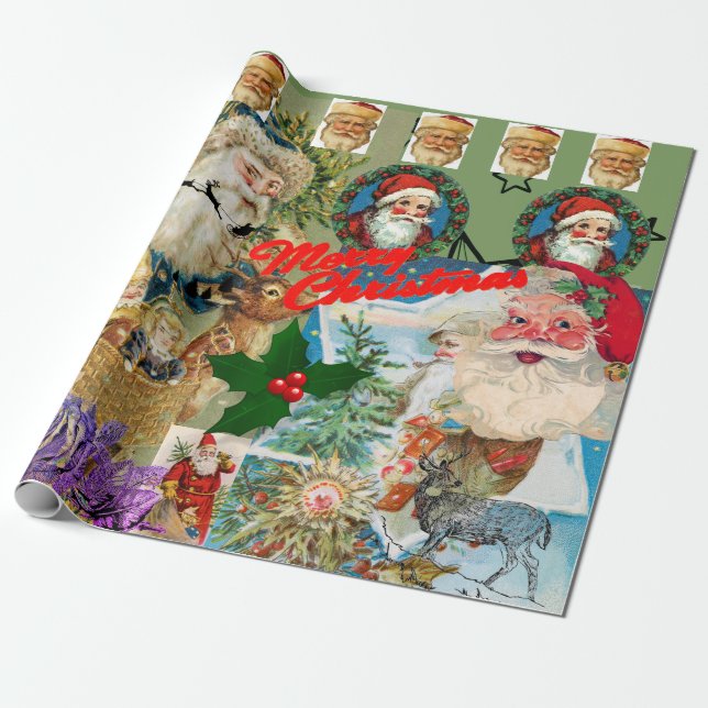 Papier Cadeau Joyeux papier d'emballage Père Noël de Noël (Déroulé)