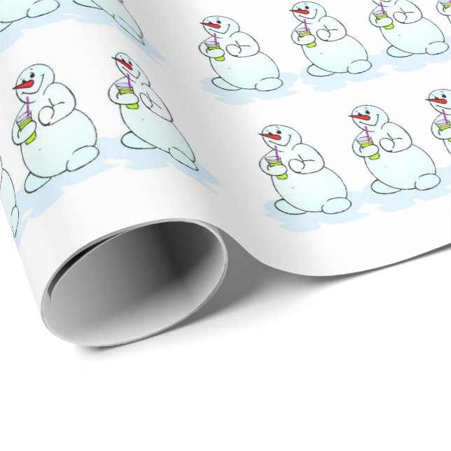 Papier Cadeau Joyeux papier d'enneigement de Noël (Coin rond)