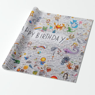 Papier Cadeau Joyeux papier d'enveloppement d'anniversaire