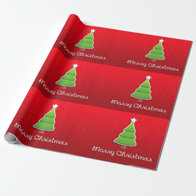 Papier Cadeau Joyeux papier d'enveloppement d'arbre de Noël (Déroulé)