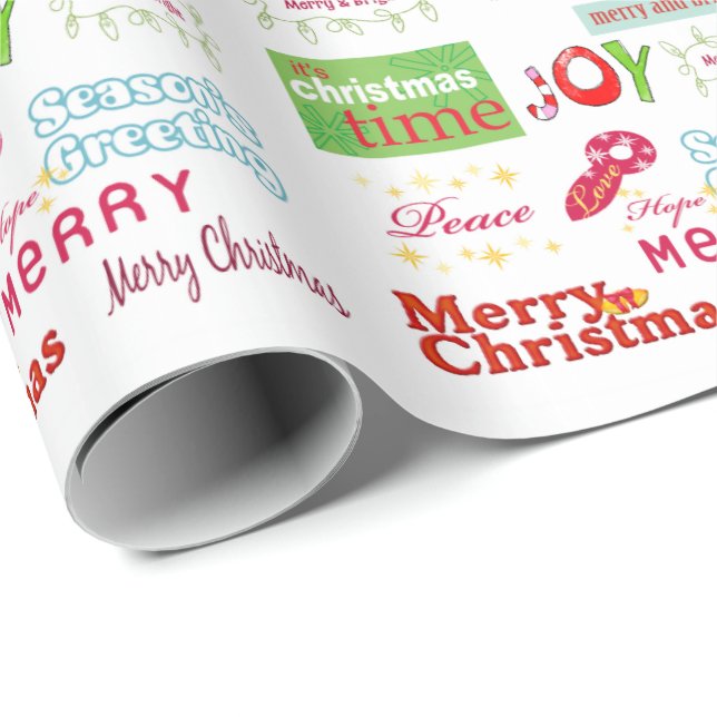 Papier Cadeau Joyeux papier d'enveloppement de Bonnes Fêtes de N (Coin rond)