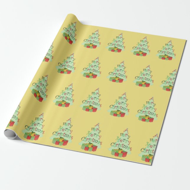 Papier Cadeau Joyeux papier d'enveloppement de l'arbre de Noël (Déroulé)