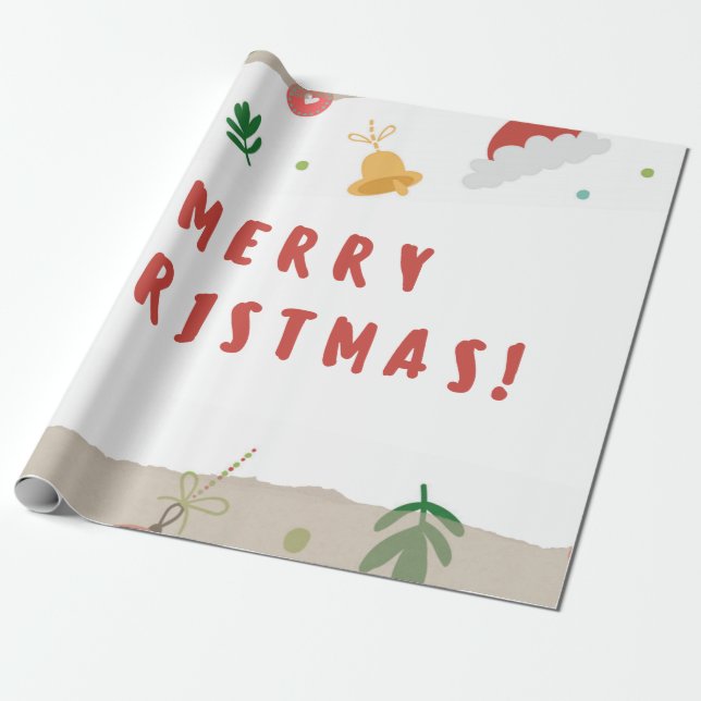 Papier Cadeau Joyeux papier d'enveloppement de Noël (Déroulé)