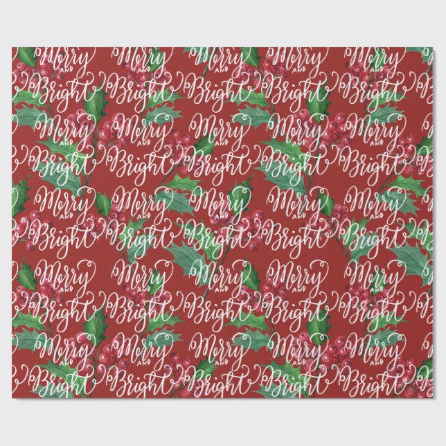 Papier Cadeau Joyeux papier d'enveloppement de Noël rouge/vert b (Plat)