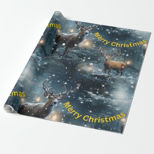 Papier Cadeau Joyeux papier d'enveloppement de rennes de Noël (Déroulé)