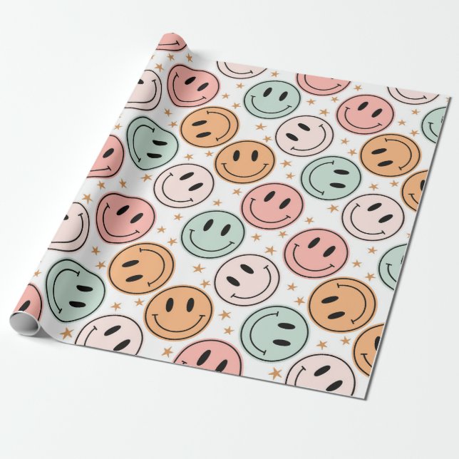 Papier Cadeau Joyeux papier d'enveloppement du visage (Déroulé)