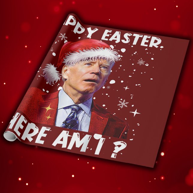 Papier Cadeau Joyeux Pâques Où Suis-Je Drôle Joe Biden Père Noël (Créateur téléchargé)