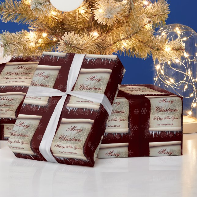 Papier Cadeau Joyeux Parcours d'hiver de Noël Icicle Snowflakes (Vacances)