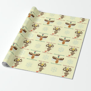 Papier Cadeau Joyeux pattern_yellow d'année de gnou de