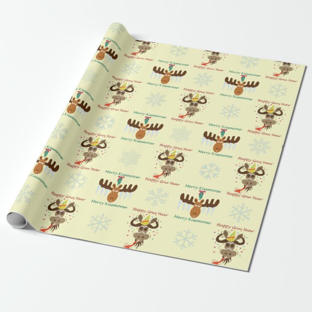Papier Cadeau Joyeux pattern_yellow d'année de gnou de (Déroulé)