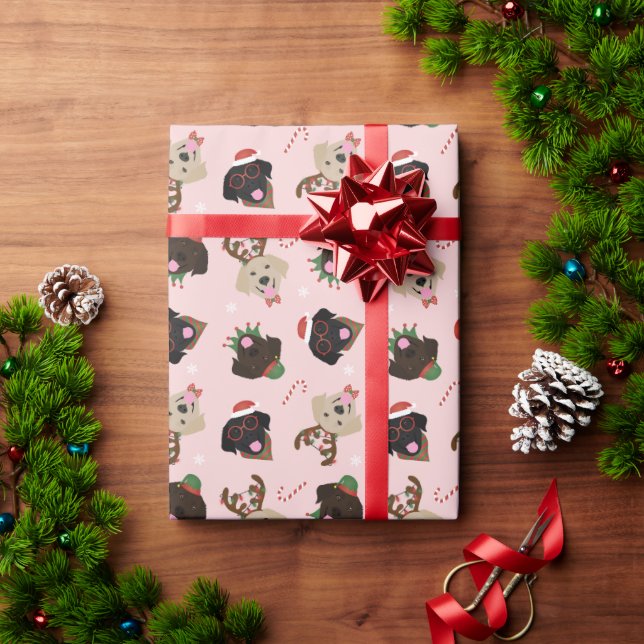 Papier Cadeau Joyeux Pawlidays Labrador Retriever Dogs (Cadeau de vacances)