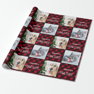 Papier Cadeau Joyeux Pawlidays Red Buffalo Plaid Custom 2 Photo