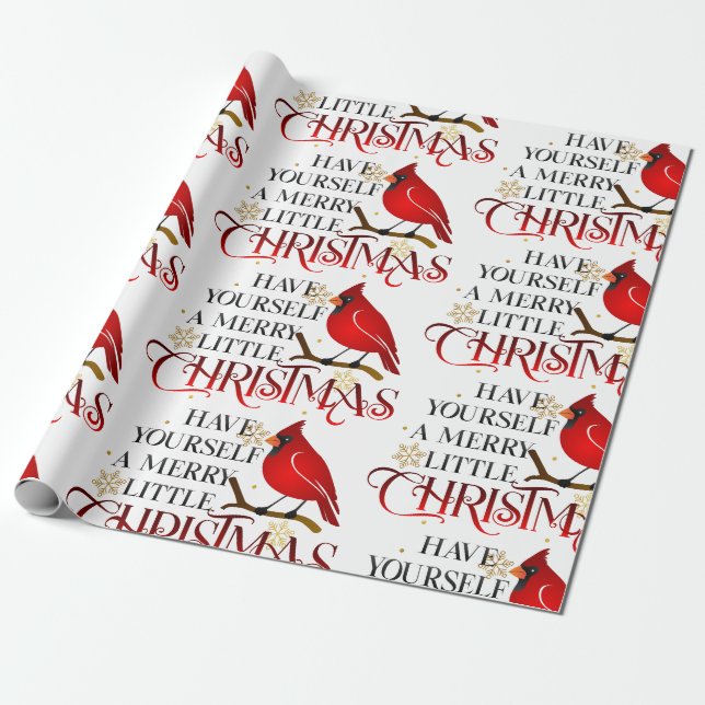 Papier Cadeau Joyeux petit cardinal de Noël (Déroulé)