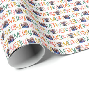 Papier Cadeau Joyeux photo de Noël coloré amusant