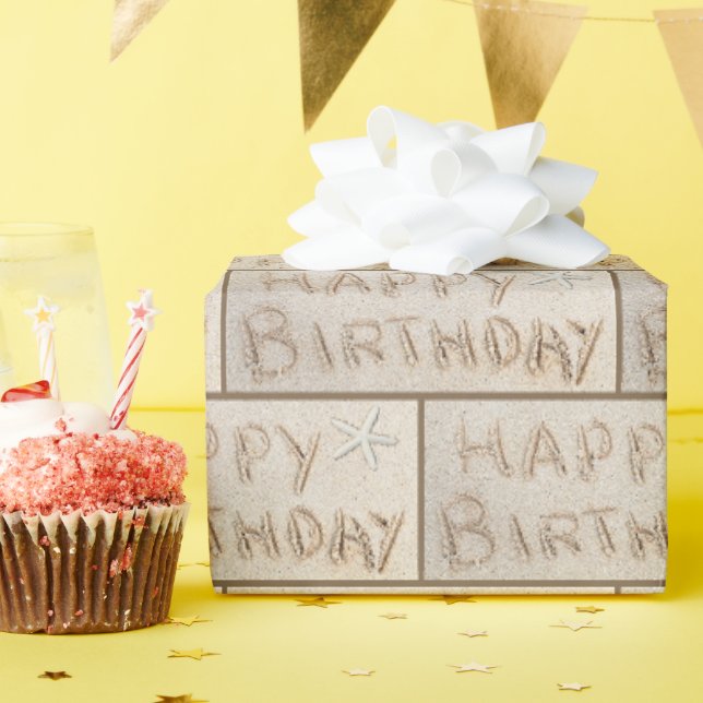 Papier Cadeau Joyeux Poisson d'étoiles de plage d'anniversaire (Fête d'anniversaire)