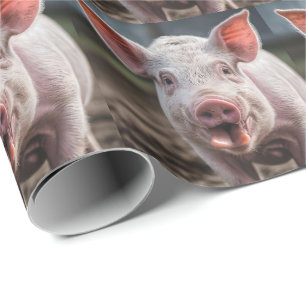 Papier Cadeau Joyeux Poke de langue de porc blanc,